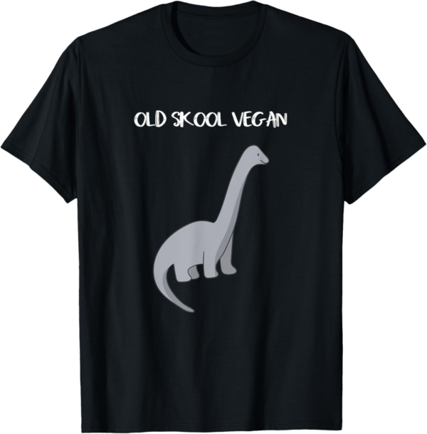 Funny Vegan T Shirt with Dinosaur image T-Shirt - Image 2
